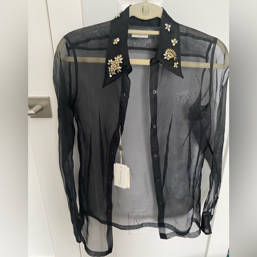 NWT Dries Van Noten silk mesh blouse XS